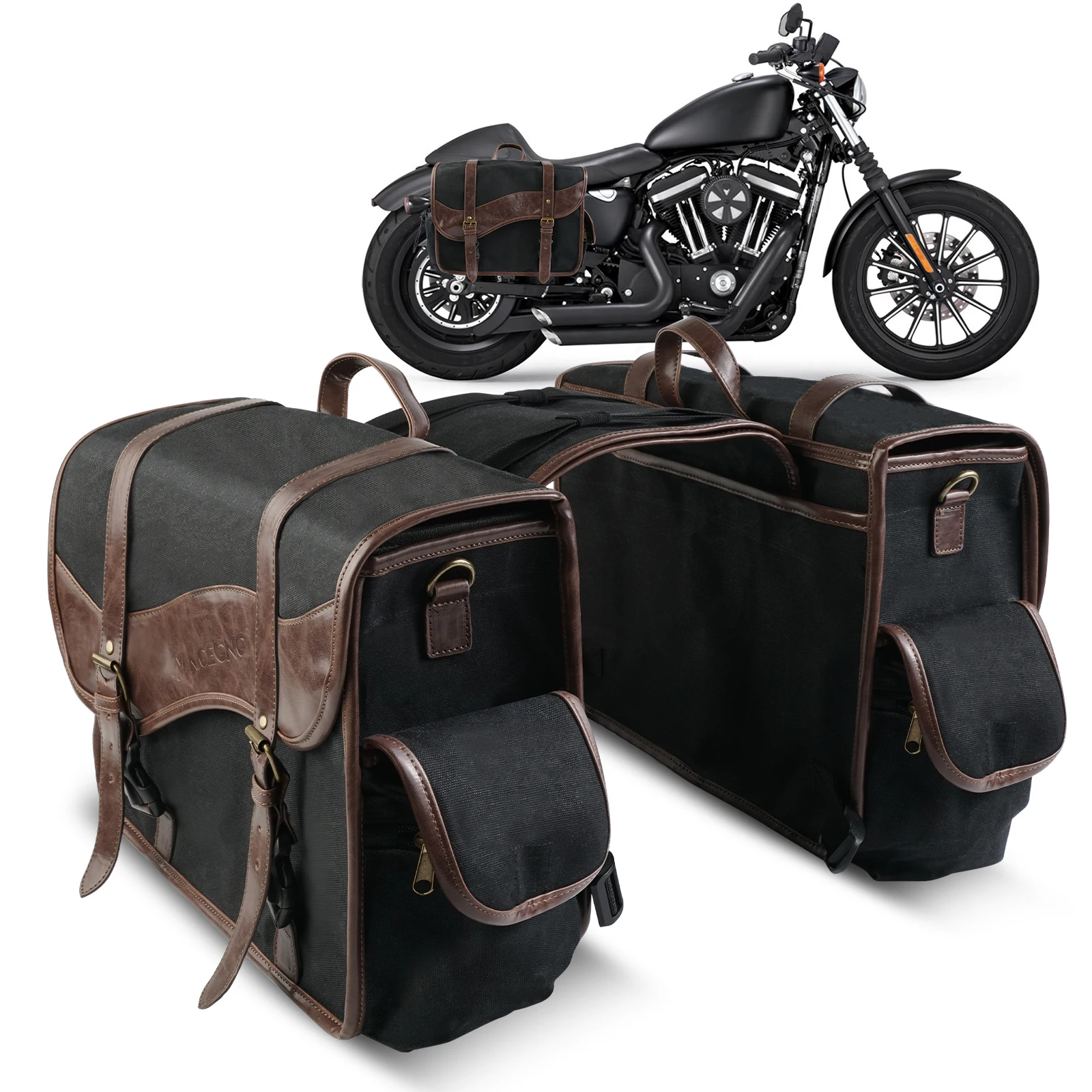 (EU voorraad) PU Vintage Motorzadeltassen Universeel voor Harley Softail Dyna Street Road Gilde Yamaha Honda Suzuki Kawasaki
