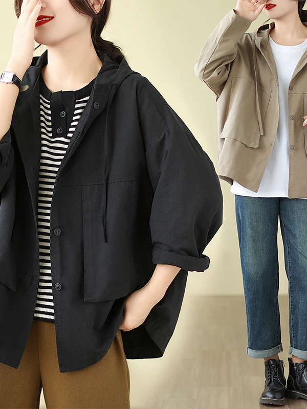 

Высококачественное женское пальто, повседневная хлопковая однотонная толстовка с завязками, корейская свободная посадка, осеннее новое поступление, офисная одежда