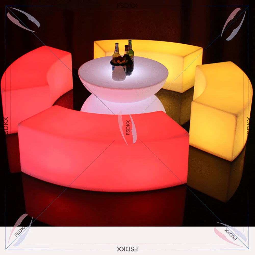 

Custom Logo LED Furniture Outdoor Bar Stools and Lounge Set-Cube Chair Table and Chairs for outdoor party Christmas and event