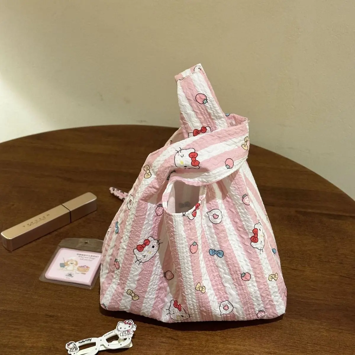 Sacs à main imprimés Hello Kitty, sacs à Bento de dessin animé, fourre-tout de banlieue décontracté pour femmes, sacs de poignet d'extérieur, sacoche mignonne, cadeaux de noël