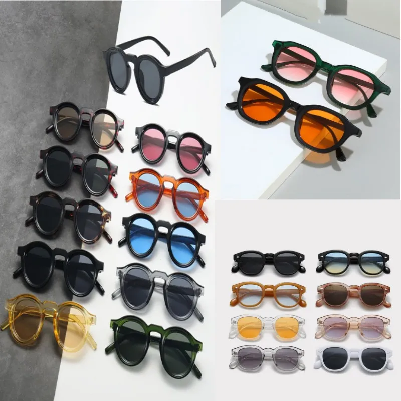 

2025 Retro Thick Framed Oval Sunglasses For Men American Style Gray Eyewear Retro Leopard Print Glasses UV400 Prescription