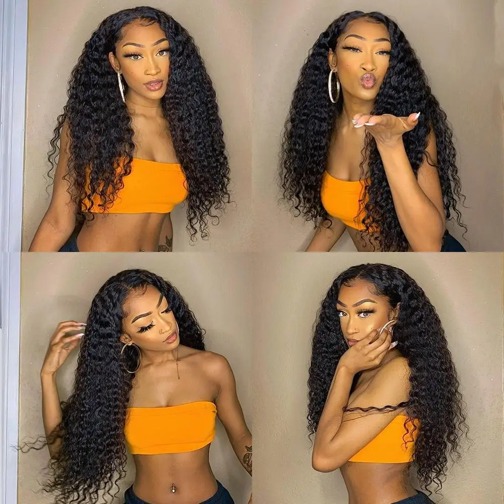 40-42 Inch Deep Wave Frontal Wig 13x4 13x6 HD Transparent Lace Front 250% Density Jerry Kinky Curly Pre Plucked Human Hair Wigs