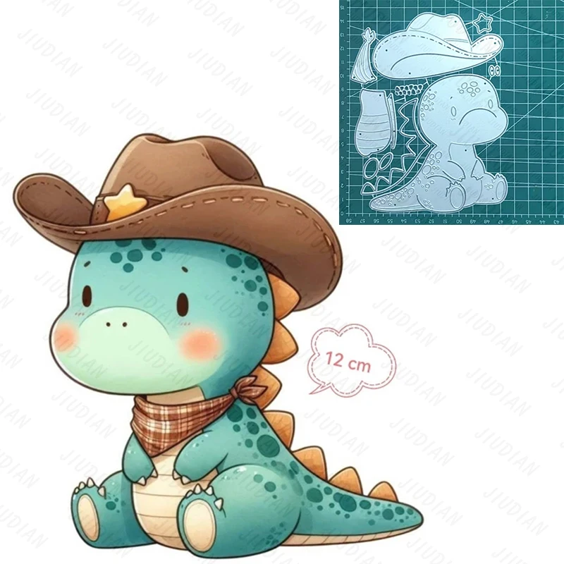 Nieuwe Dinosaurus Cowboyhoed Metalen Stansmessen Scrapbooking Voor DIY Wenskaart Reliëfs Craft Stempels Fotoalbum Embossing Sterft
