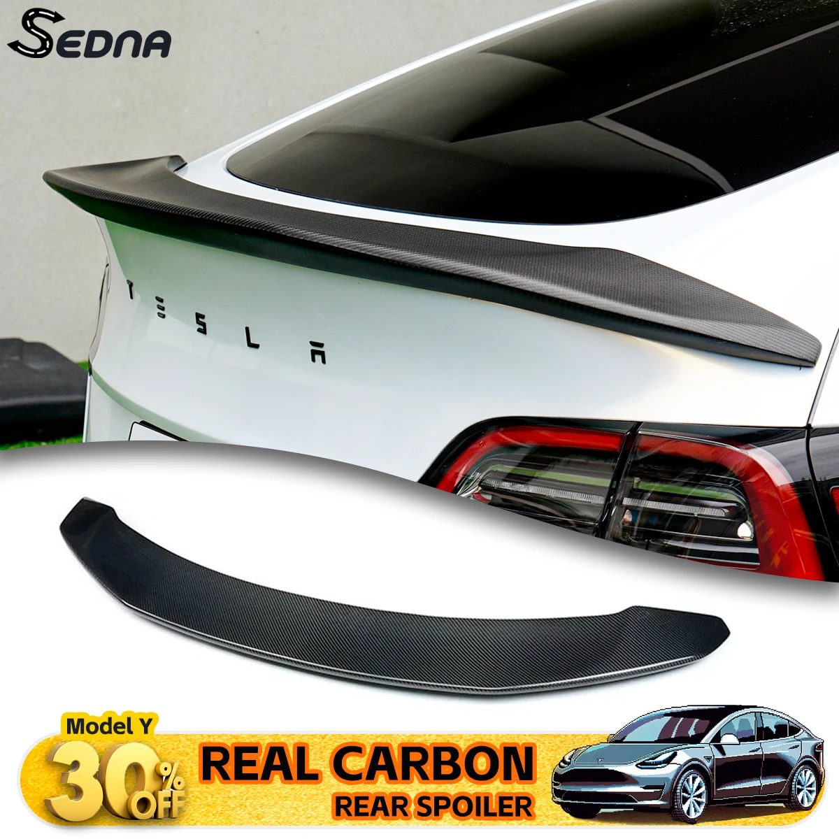 

For Tesla ModelY 2021-2024 VSTYLE True Carbon Fiber Rear trunk lid spoiler Sports Spoiler Wing Car Tailgate Body Kit Accessories