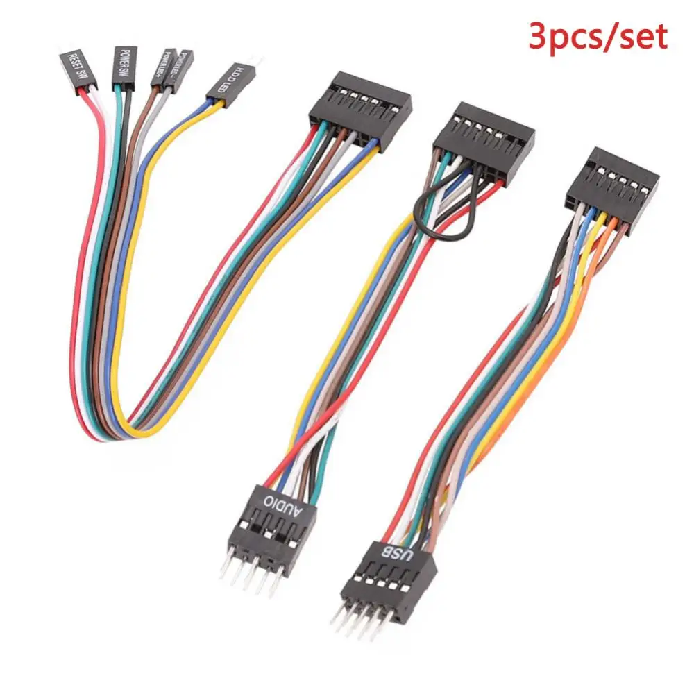 1/3PCS Suitable for motherboards with ordinary chassis transfer wiring switch cable USB cable audio cable three-piece set