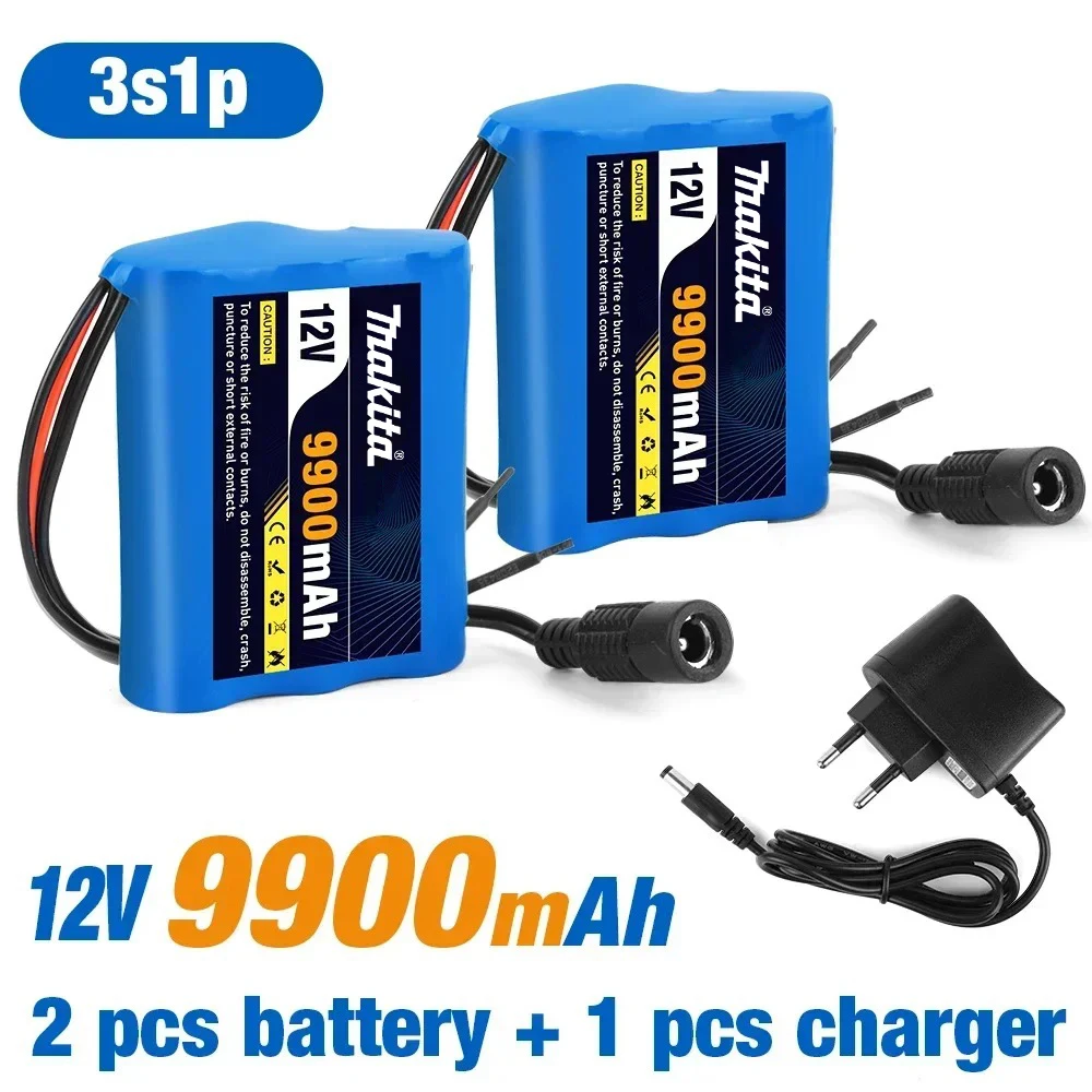 

100% New 3S1P Protection Plate12V 9.9Ah Battery Pack 12V 9900mAh 18650 Lithium ion DC 12.6V Super Rechargeable Battery + Charger