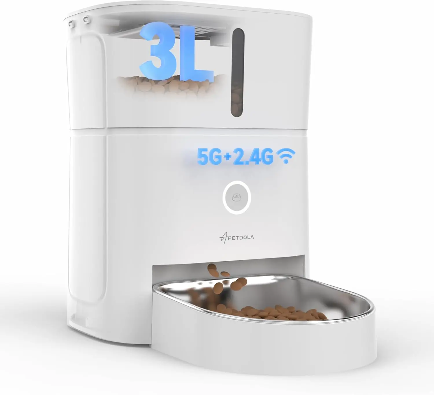 

Автоматическая кормушка для кошек с управлением через приложение Wi-Fi, диспенсер для корма для домашних животных с таймером 3 л для сухих кормов, ежедневно до 10 еды