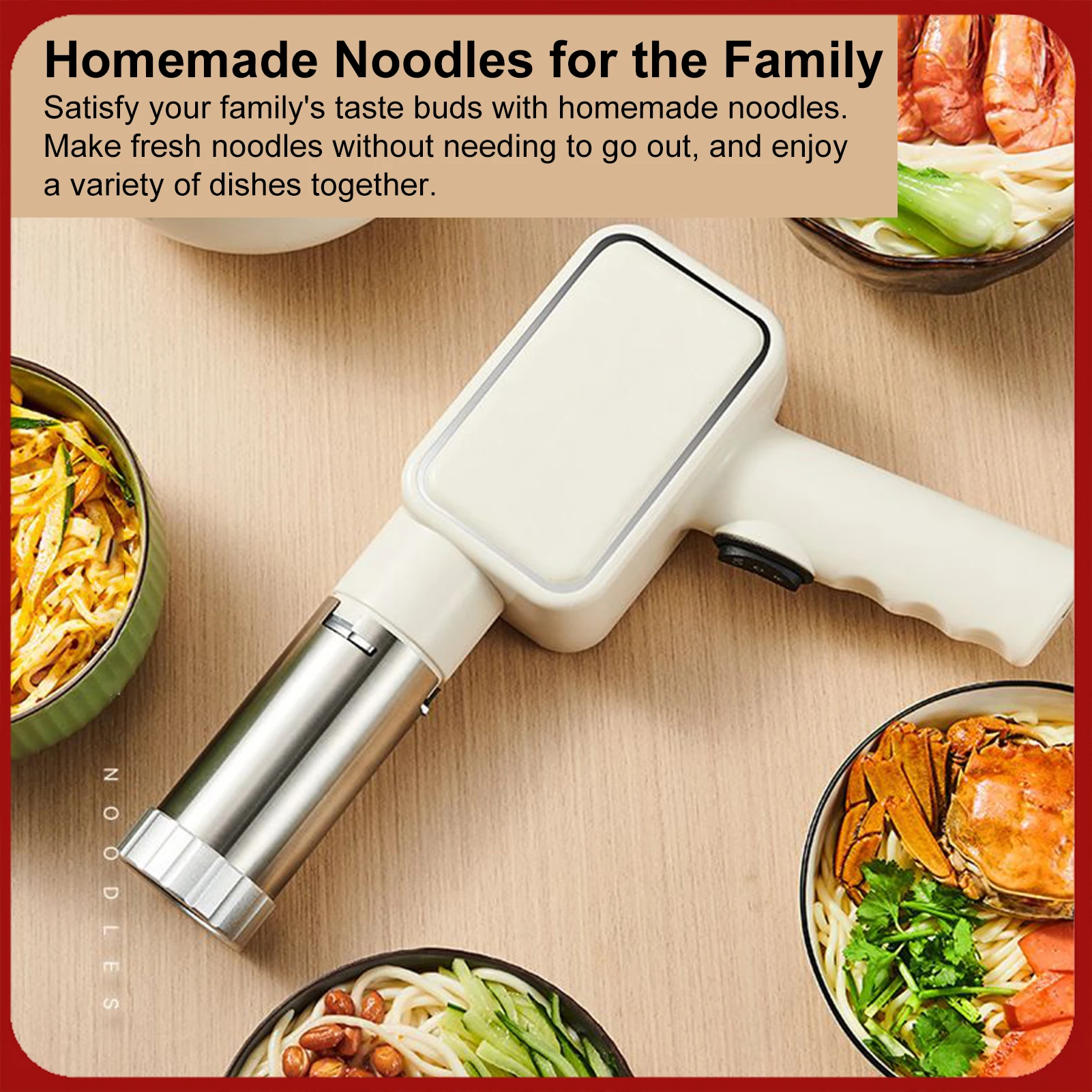 

Portable Electric Pasta Machine with 9 Noodle Molds, 2 Sausage Making Tool, Rechargeable Automatic Noodle Pressing Machine