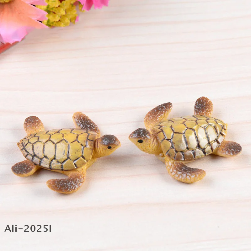 

【I】2Pcs Mini Sea Turtle Model Resin Turtle Figurines Fish Tank Miniature Decor