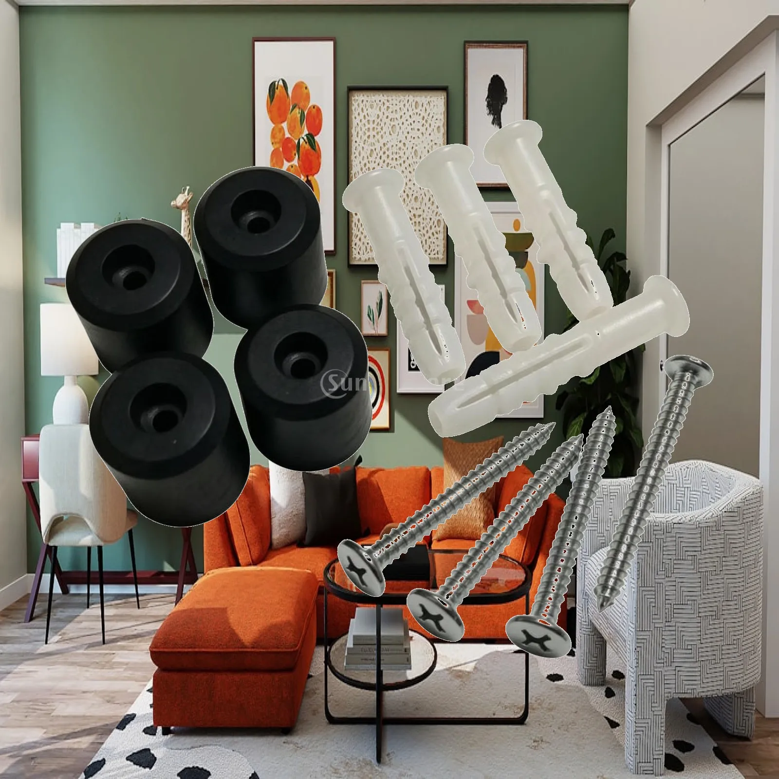 Heavy Duty Ski Storage Rack for Wall Mount with Rubber Plastic Metal Construction for Garage Mudroom Organization