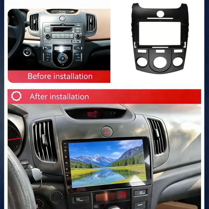 

9 Inch Framework For 2009 KIA FORTE MT AC Car Player DVD Dashboard Audio Panel Mount Fascia Frame（Black）