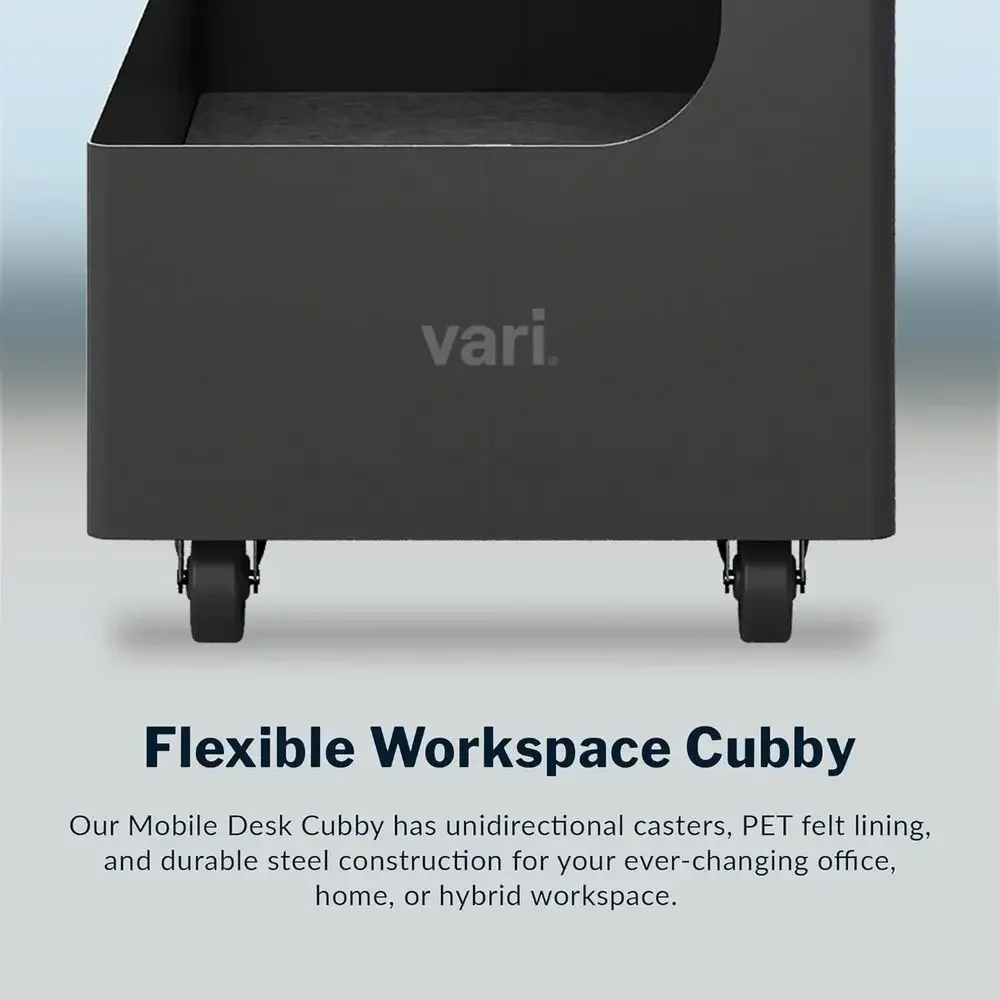 Stylish Dual-Tier Steel & PET Plastic Under-Desk Storage Cubby - Black, 10 x 22 x 22