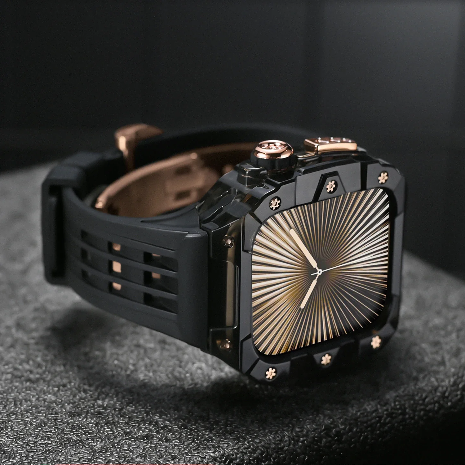 Kit di modifica in stile ghiacciaio di lusso per Apple Watch S10 46mm Bazel trasparente per IWatch Series10 Accessorio cinturino in caucciù da 46 mm