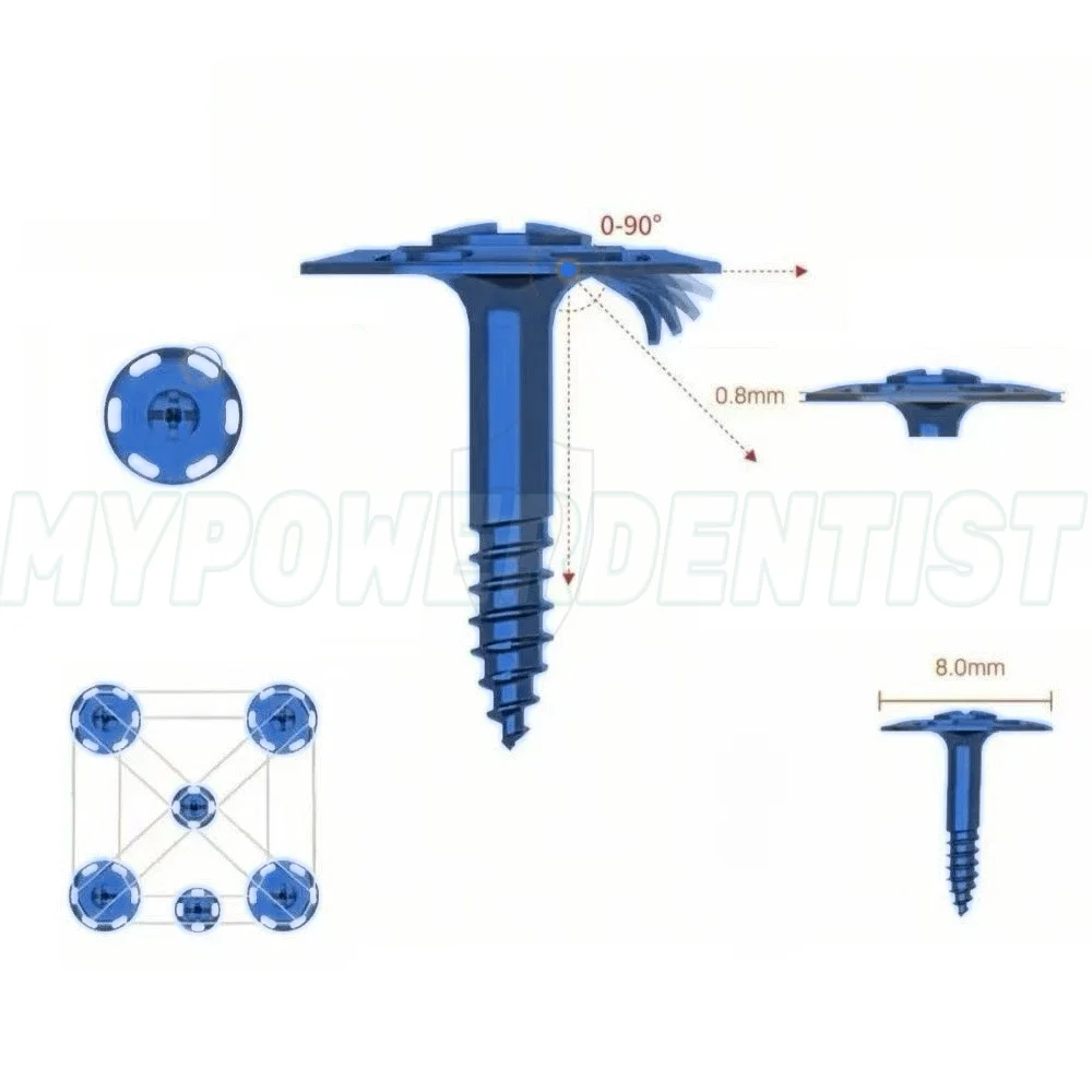 Dental GBR Thread Tent Screw Pole Guide Regeneration Tenting Wide Head Screws 8X10mm Driver