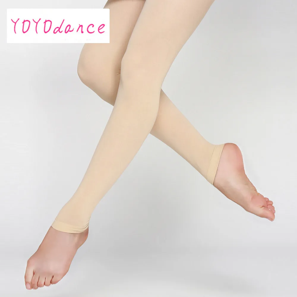 Adult Soft Elastic Collant  Women Ballet Footless Dance Tights with Waistband Cotton Gusset Warm up Panty