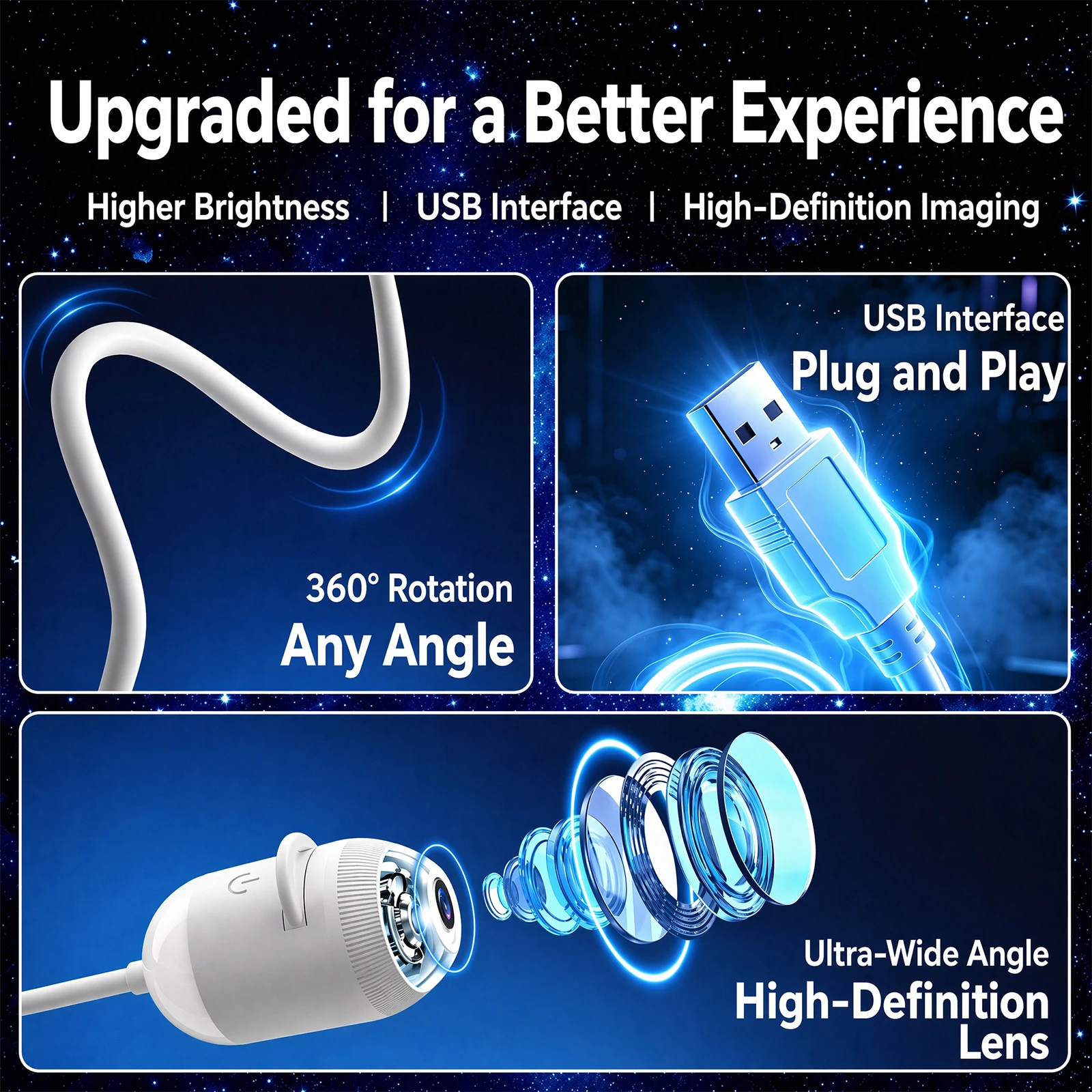 HD Starry Sky Projector & Films Smart Dynamic 5D Holographic Night Light Projector USB Plug Play HD 2-in-1 Galaxy Star Projector
