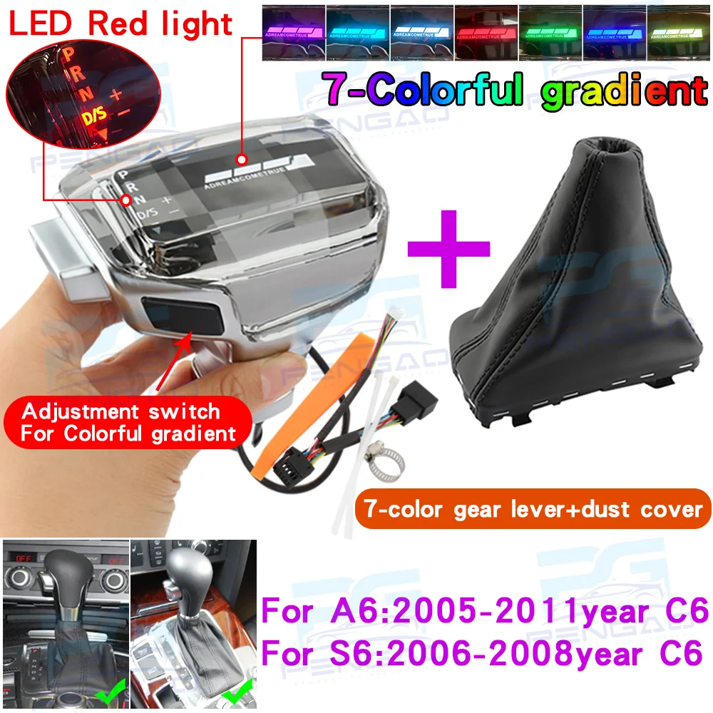 Voor Audi A6 C7 C6 A4 A7 A5 Q5 Q7 S5 Crystal Led Kleurrijke Pookknop Auto Automatische Transmissie Upgrade onderdelen Modificatie