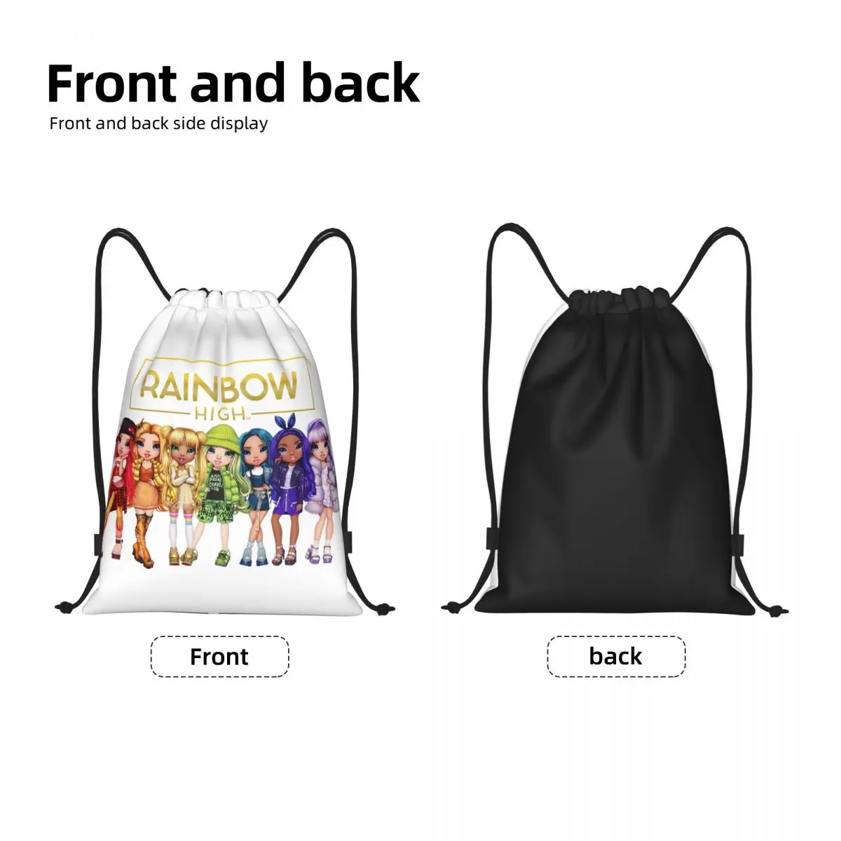 Anime Cartoon Tv Rainbow High Drawstring Backpack Women Men Gym Sport Sackpack Foldable Training Bag Sack