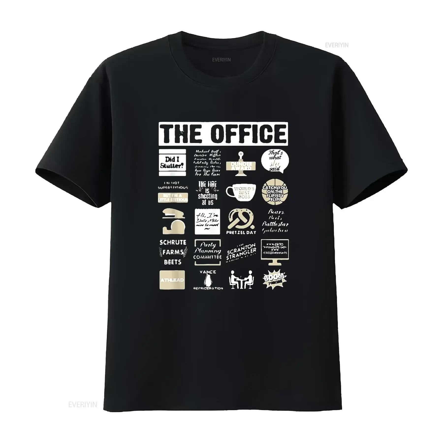 Mens The Office Quote Mash Up Funny Vintage T Shirt Black vintage Washed graphic Stylish homme designer clothes Versatile