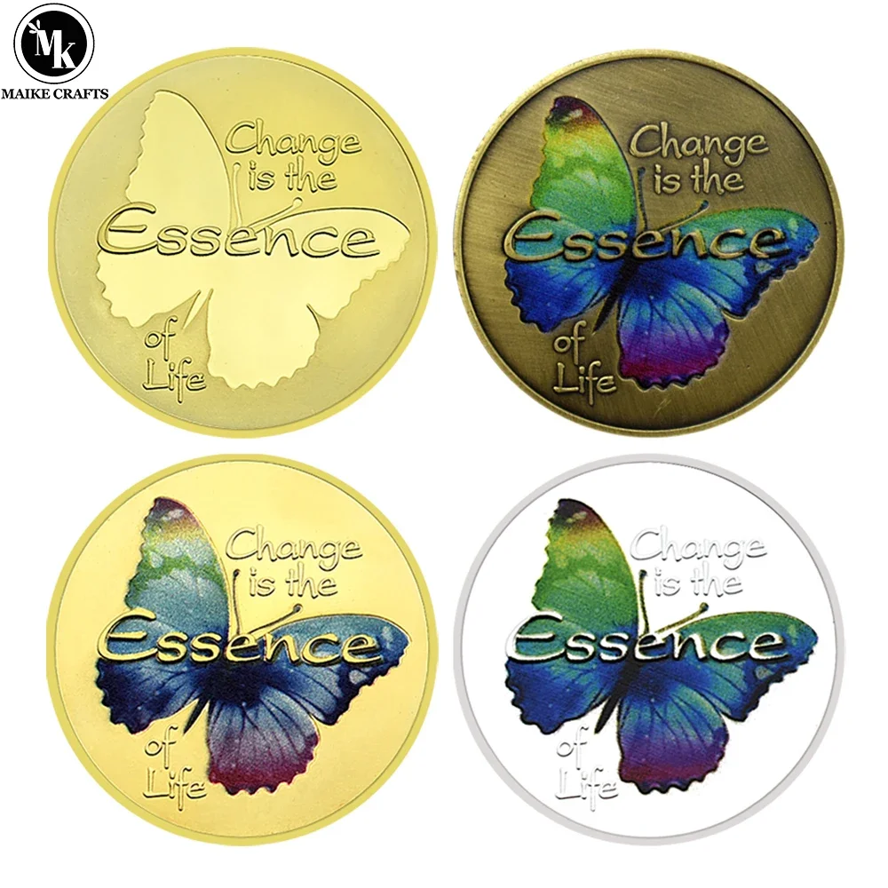 

Colorful Butterfly Commemorative Coin Change Is The Essence of Life Metal Craft Decoration Coin Collection Gift