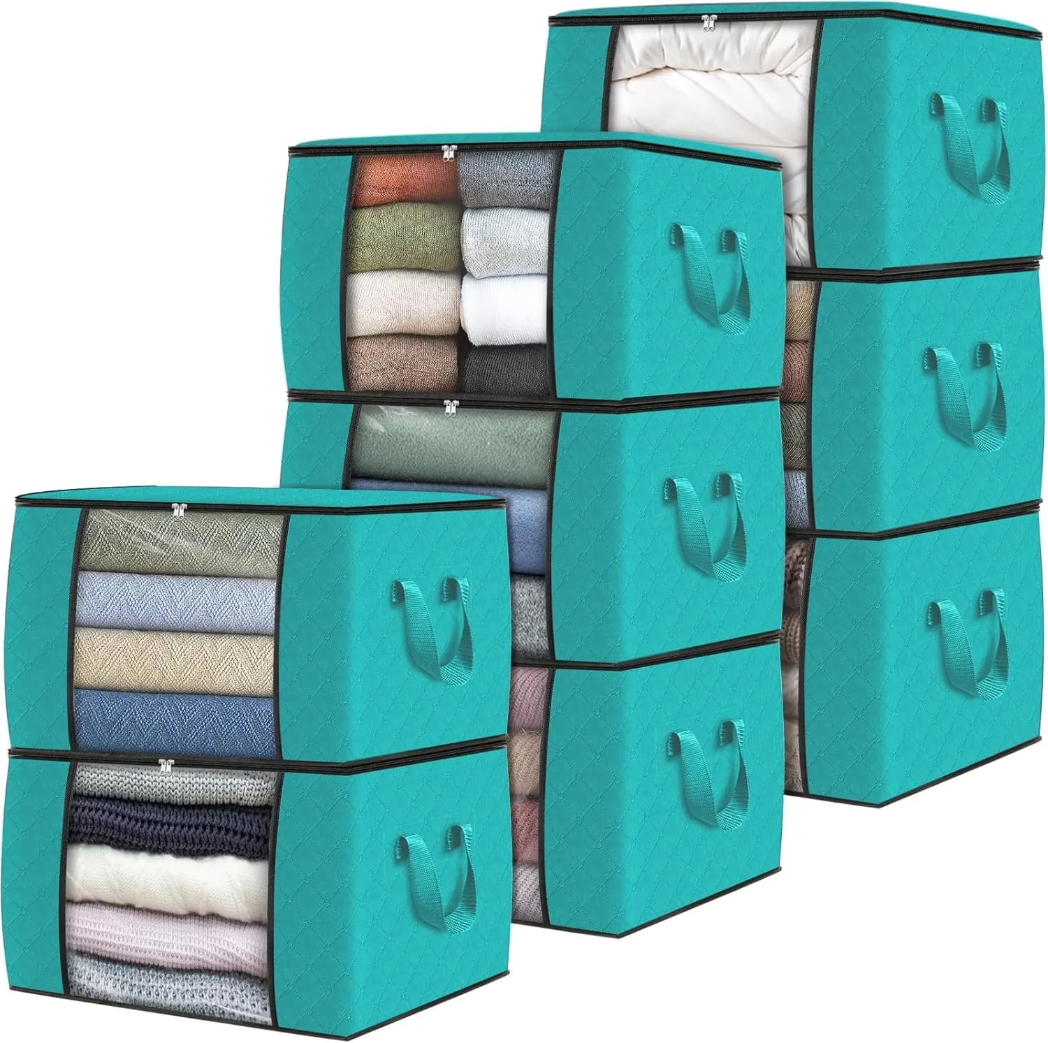 

8 Pack Clothes Storage, Foldable Thick Fabric Blanket Storage Bags, Storage Containers for Organizing Bedroom, Closet, Clothing