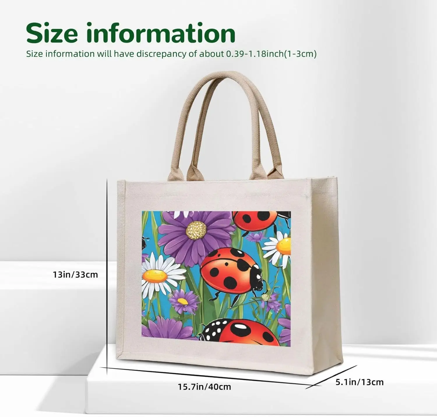 (Colorful Ladybird) Canvas Tote Bag Beach Travel Shoulder Bag Gifts Shoulder Tote