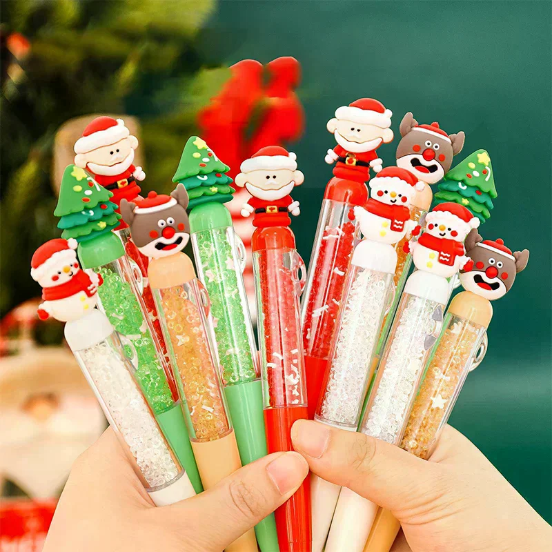 

Мультяшная рождественская шариковая ручка, милая ручка Санта-Клауса для студенческих канцелярских принадлежностей, подарок