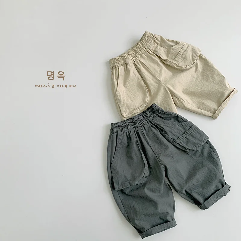

UNITIM Newborn Boys Pant Spring Solid Color Toddler Girls Harem Pant Elastic Waist Kids Baby Boys Cargo Pant Children Trouser