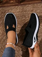 Women's Casual Mesh Sneakers – Cut-Out T-Strap & Cushioned Wedge Sole - Image 3