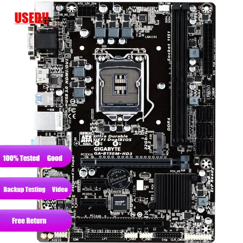 

Gigabyte B150M-HD3 Desktop GA-B150M-HD3 DDR4 Motherboard B150M B150 Socket LGA 1151 USB3.0 Motherboard