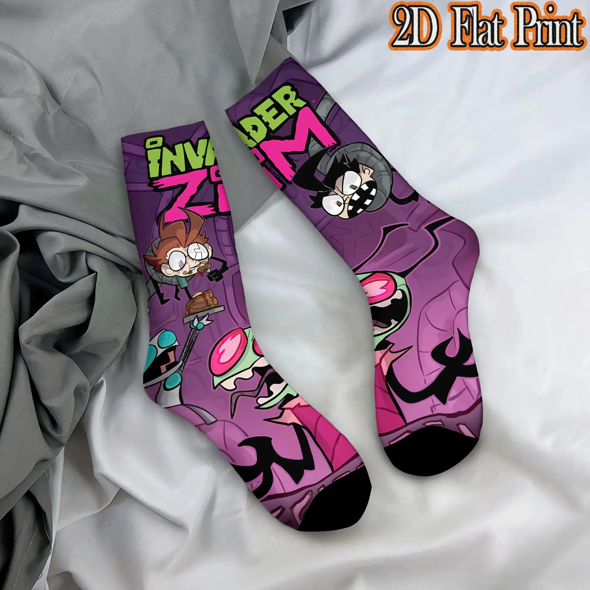 Fashion Retro Invader Zim Anime  Men's  Mid TubeSock Unisex  Funny Mid-Calf Socks