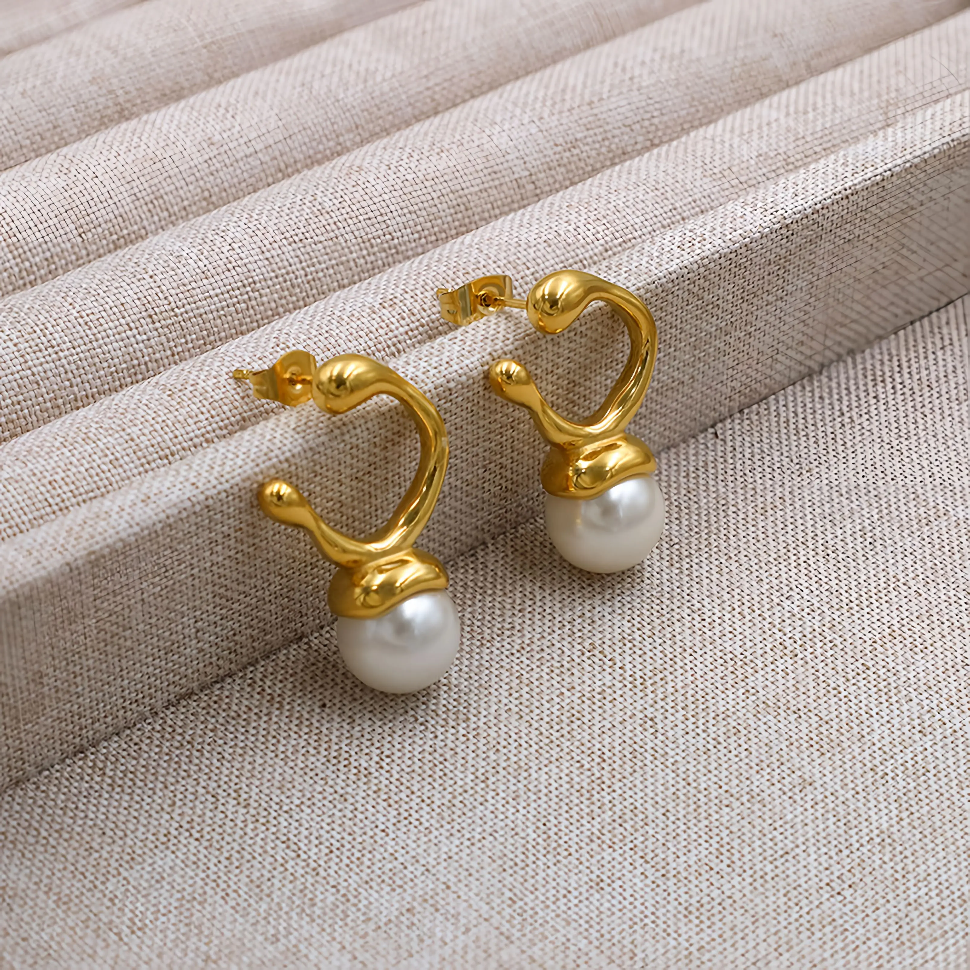 2024 Earrings stainless steel 18K golden earrings for women ring form Jewelry ateez style y2k Mother day Holiday gifts pearl