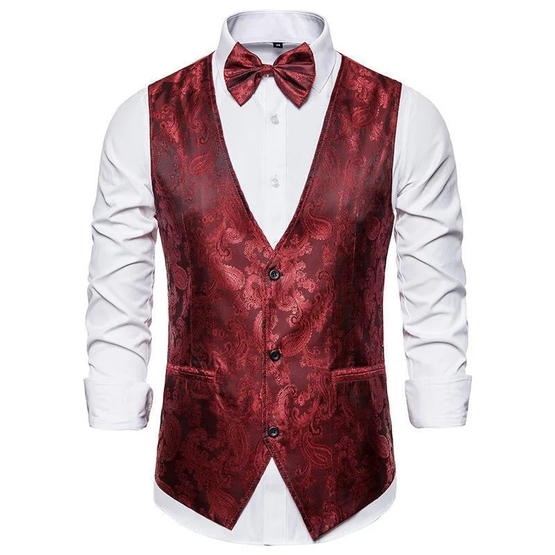 O736Groom performance suit vest men's clothing host singer emcee dance suit vest