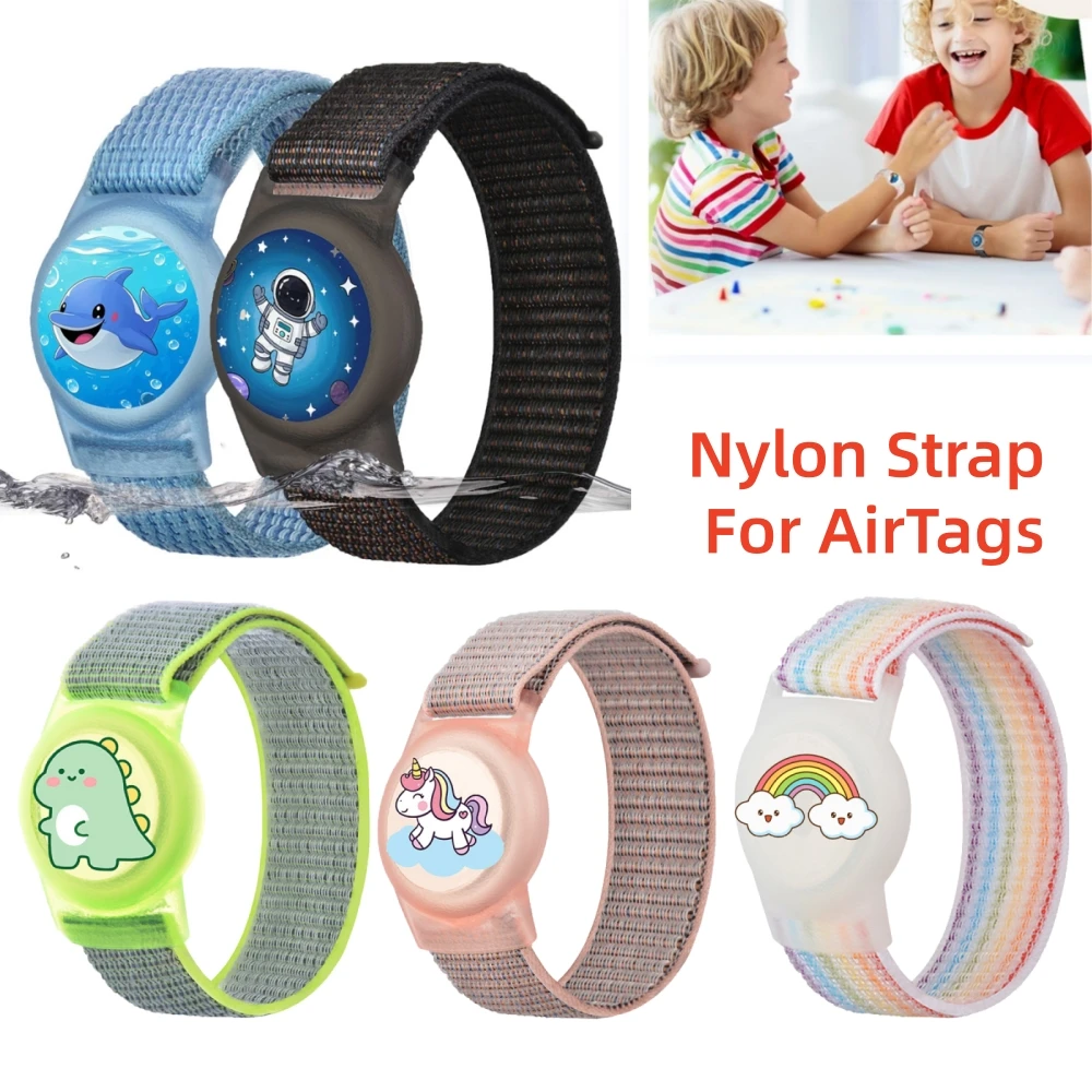 

Cartoon Case Nylon Strap Waterproof Adjustable Kids Bracelet Replacement Child Wristband for Apple AirTag Tracker Accessories