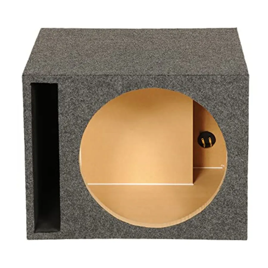 

15 Inch Heavy-Duty Single Vented Carpet Covered Durable Car Audio Vehicle Subwoofer Enclosure Woofer Box, Charcoal Gray