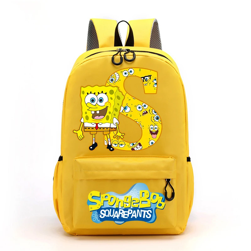 New Spongebob Girls\' School Backpack Kawaii Cartoon Letter Printed School Bag Children\'s School Backpacks Kids Birthday Gifts