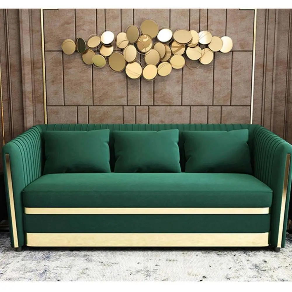 High end modular modern and luxury green velvet sectional sofa living room sofa set