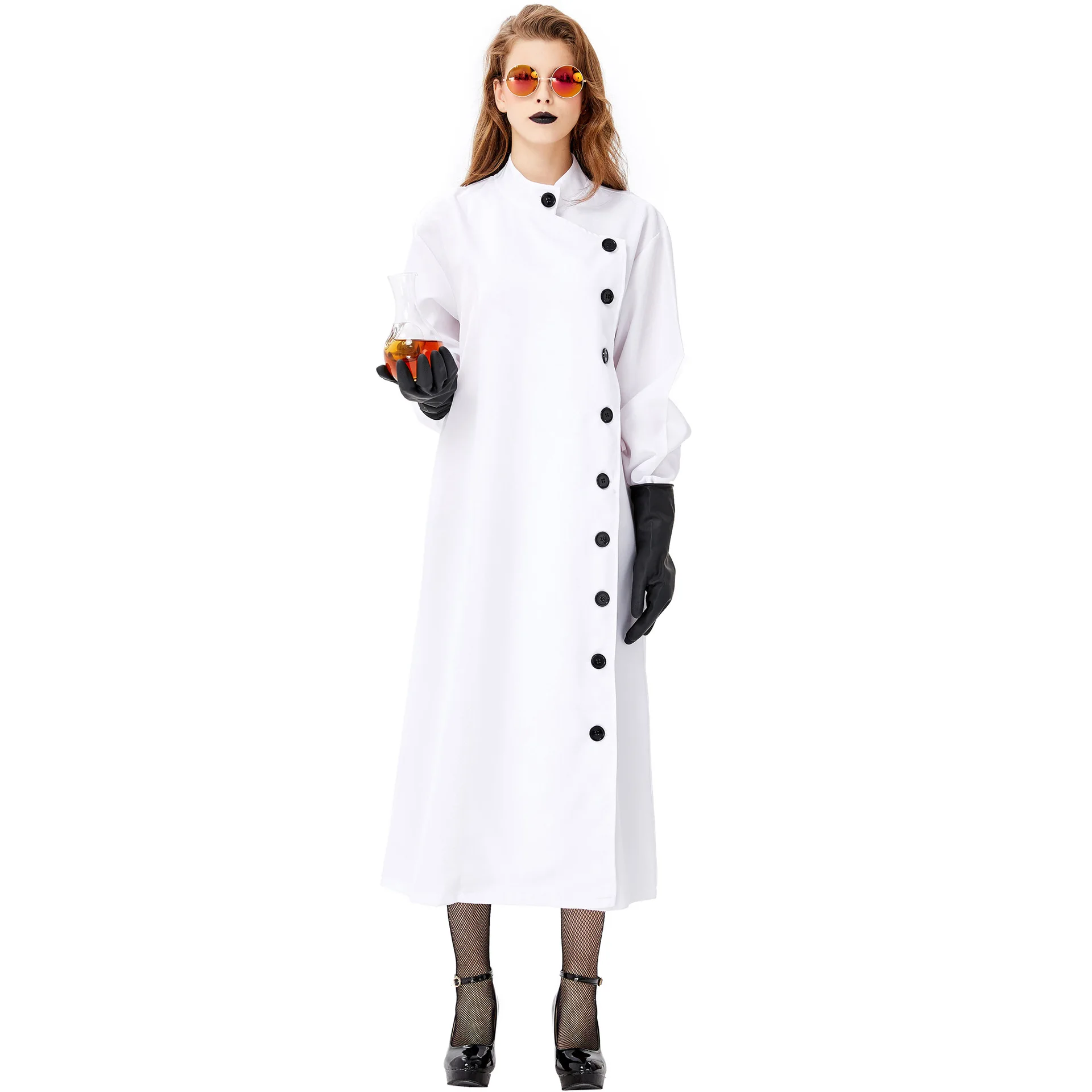 Halloween Crazy Female Scientist Costume for Men and Women with The Same Eccentric Scientist Cos Gown.