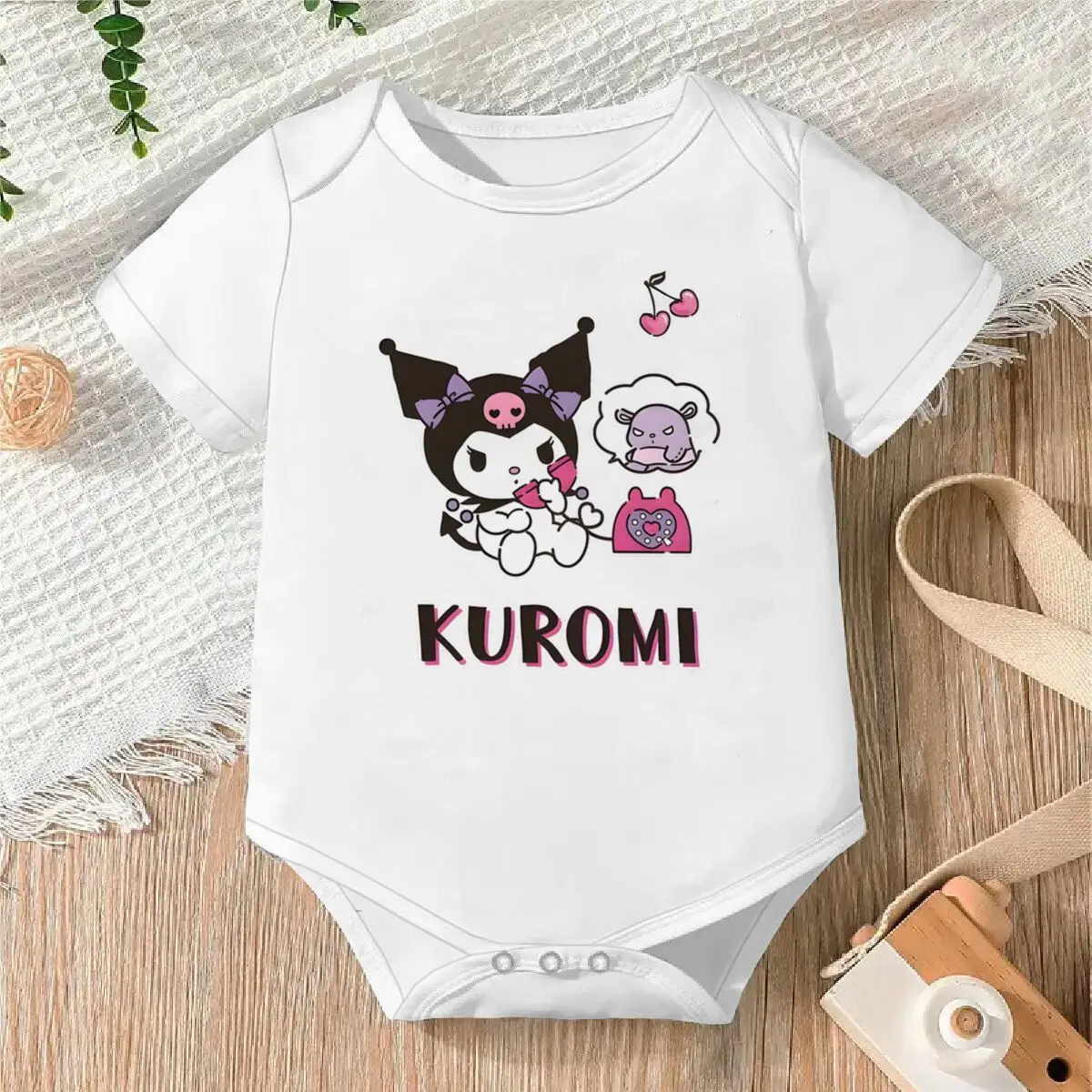 ملابس الطفل Kawaii Kuromi الرضع جمبسوت من القطن موضة جديدة عادية رومبير Kuromi الكرتون الوليد فتاة بوي داخلية #1