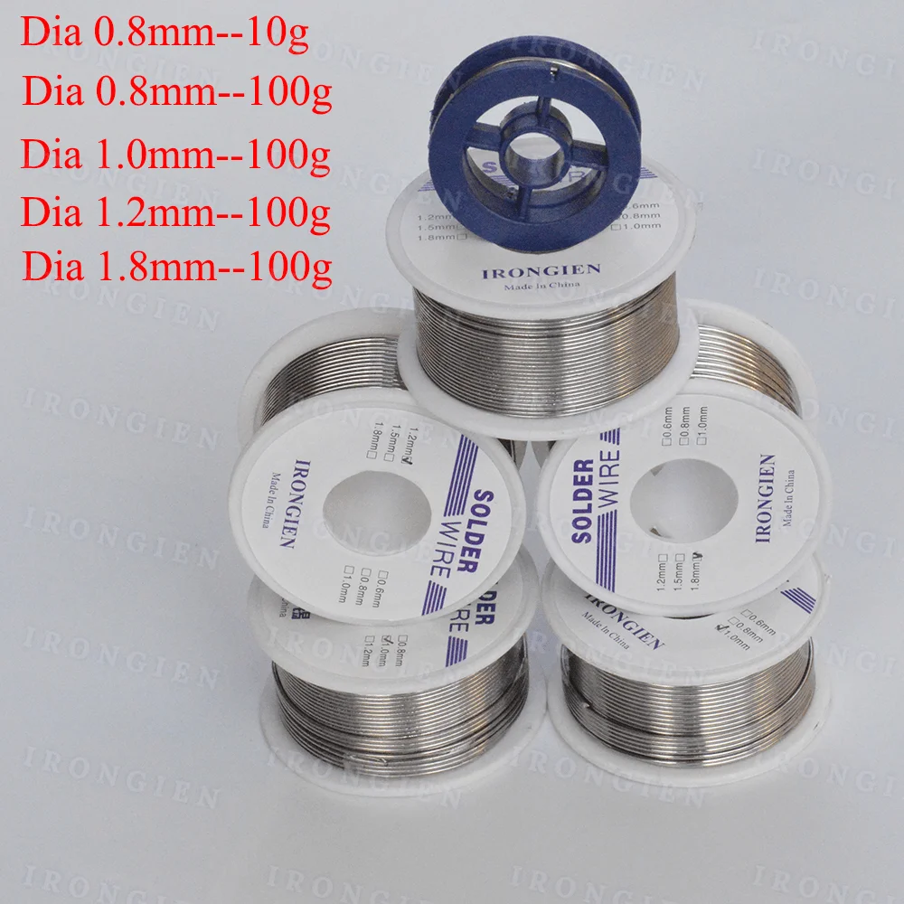 10 جرام 100 جرام سلك لحام مختلط القصدير الصنوبري الأساسية تدفق 2.0% ضياء 0.8/1/1.2/1.8 مللي متر سلك لحام غير نظيف لحام كهربائي