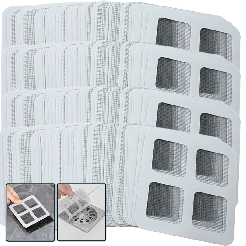 10-20Pcs Disposable Hair Catcher Mesh Floor Drain Sticker Shower Sink Strainer Filter Cover For Bathroom Kitchen Anti-Clogging