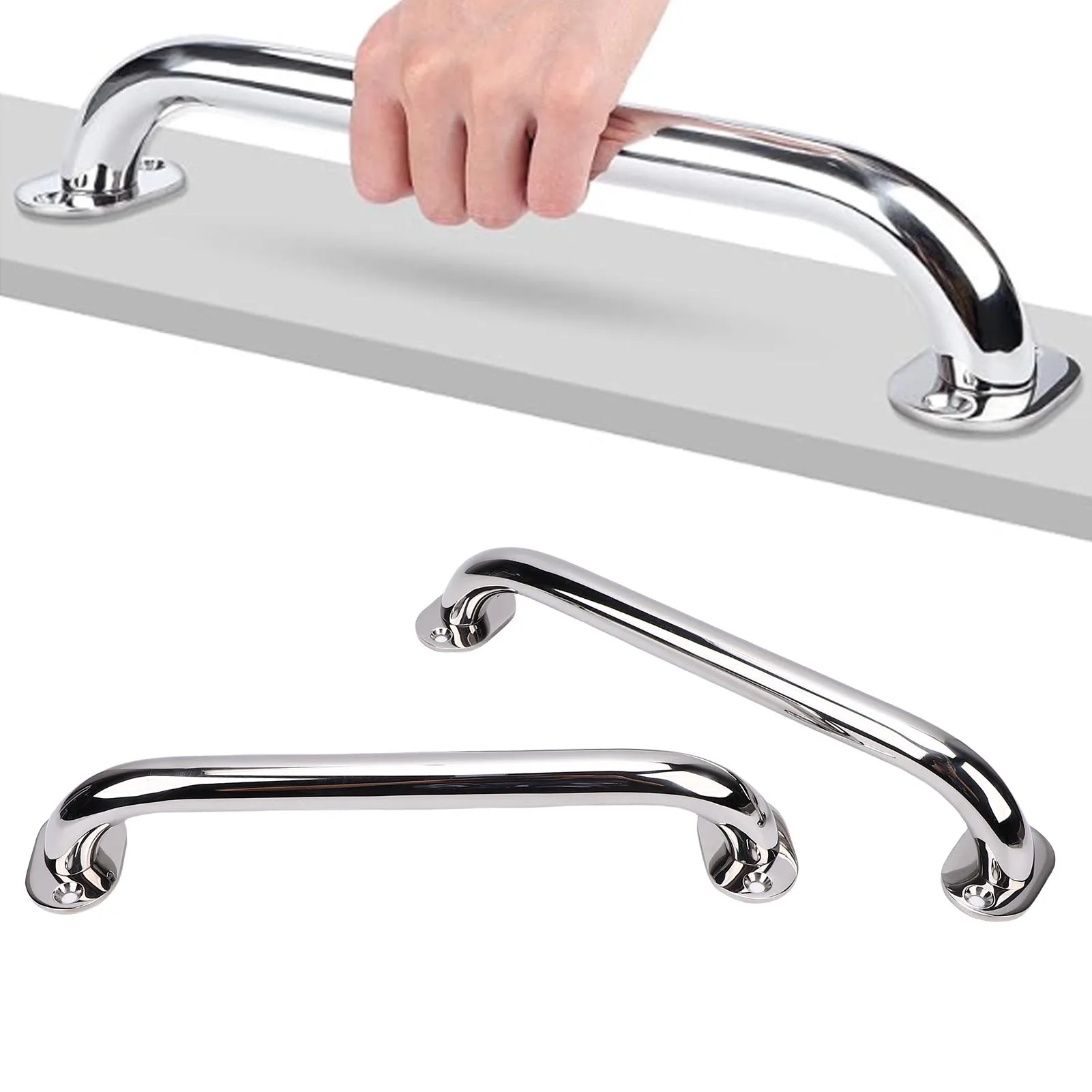 2 قطعة مقابض القارب 12 بوصة الثقيلة مصقول قارب من الفولاذ المقاوم للصدأ انتزاع مقبض السكك الحديدية مع شفة ومسمار لليخ