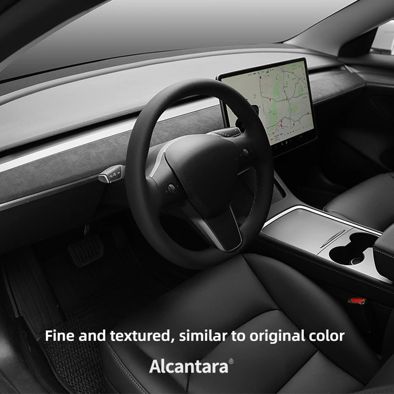 Alcantara Dashboard Trim For Tesla Model Y 3 Suede Tumbled Leather Panel Patch Upgrade Car Interior Accessories Modely 2021-2025