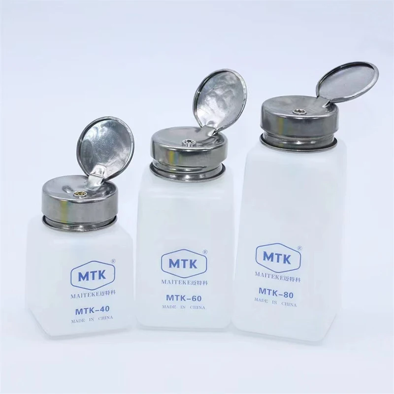 120ML 180ML 250ML Alcohol Bottle With Stainless Steel Cap Mobile Phone Maintenance Cleaning Anti-Static Liquid Plastic Container