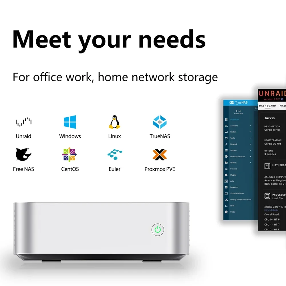 Aiffro K100 NAS Server 12th Gen Intel N100 All-SSD Private Cloud Storage Network Attached Storage for Home Office Data Backup