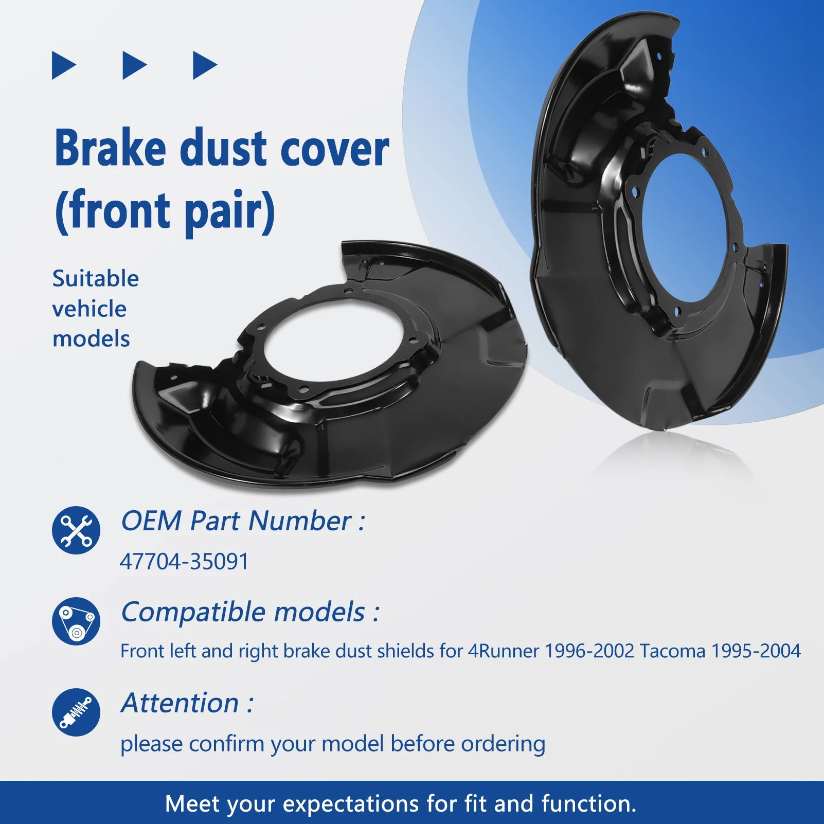 

‎47704-35091 Car Front Left&Right Brake Dust Shield for Toyota 4Runner 1996-2002 Tacoma 1995-2004
