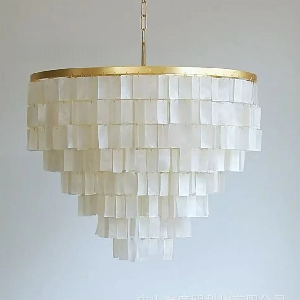 Modern Shell Wind Chime LED Chandelier Silver Foil Metal Frame Pendant Light for Bedroom Living Dining Cafe Bar Balcony