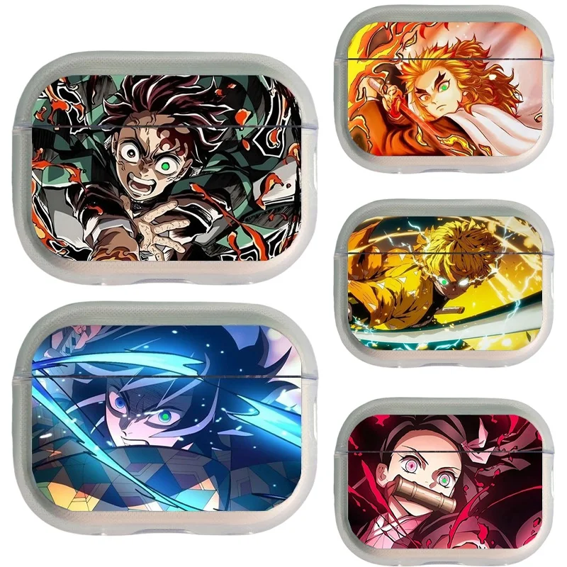 Demon Slayer Hülle Anime für AirPods 4 3 Pro 2 1 Weiche Silikonhülle Tanjiro Nezuko Zenitsu Kopfhörer-Ladebox-Schutzhülle