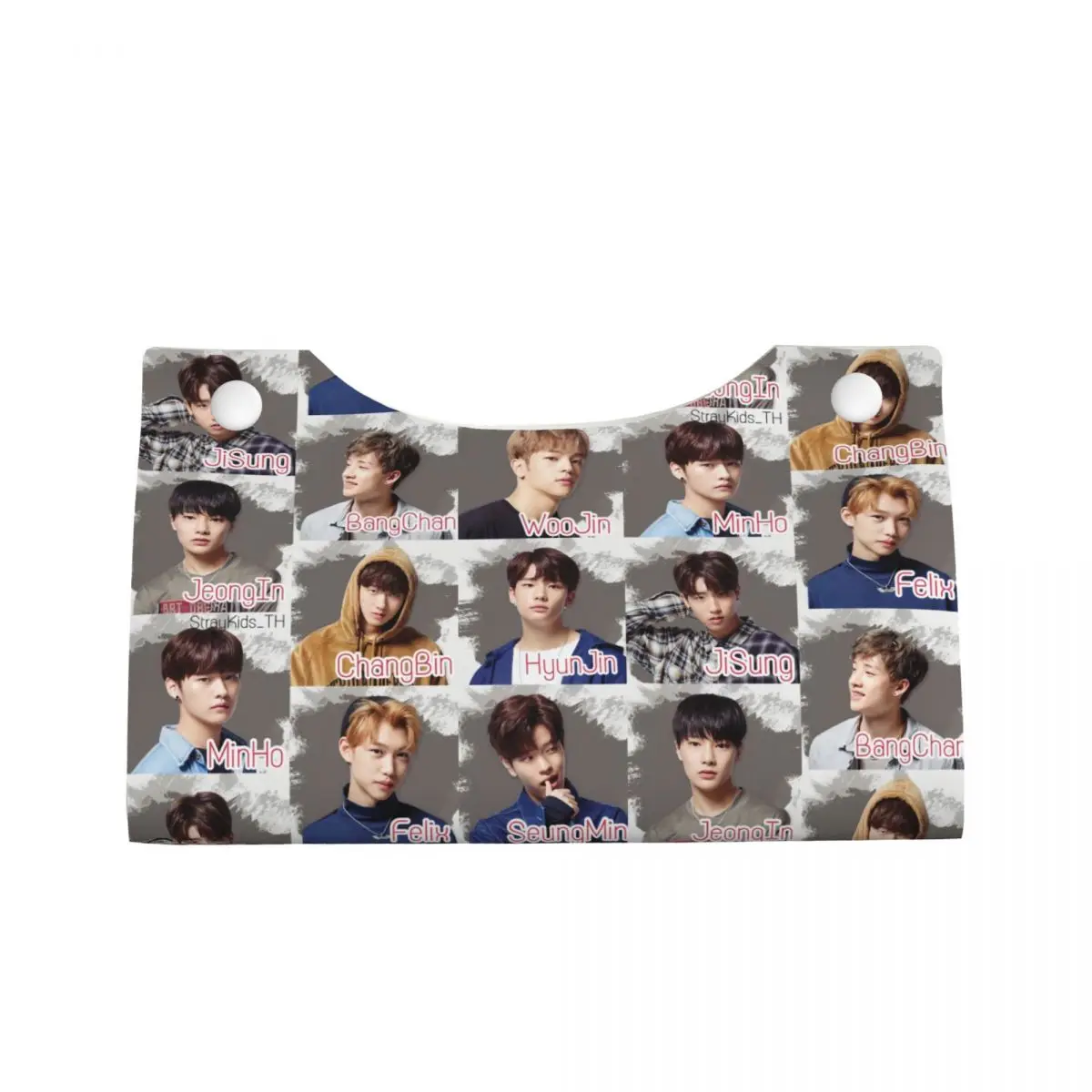 Custom TV Program    Kpop Stray Kids Tissue Box Cover Rectangular PU Leather Rock Fashion Facial Tissues Holder for Car