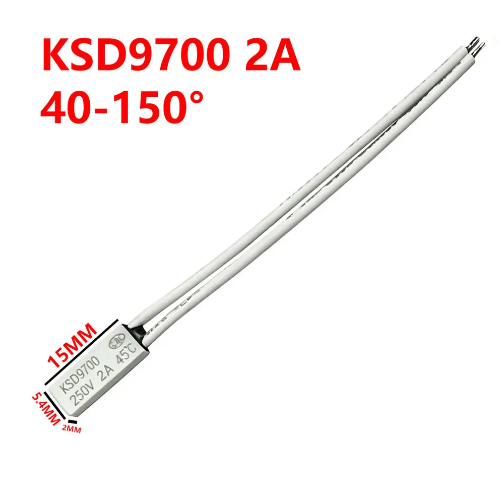 TB02 KSD9700 250V 2A Plastic Fuses Bimetal Disc small Temperature Switch NC NO Thermostat Thermal Protector 40C ~150C 95 Degree